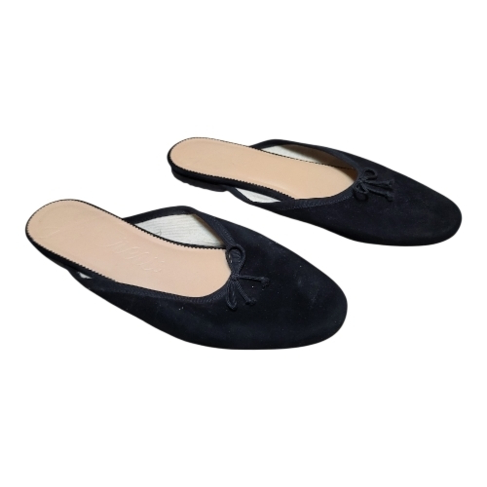 J. Crew Women's Zoe Ballet Mules w/ Bow Detail in Black Suede- Size 9